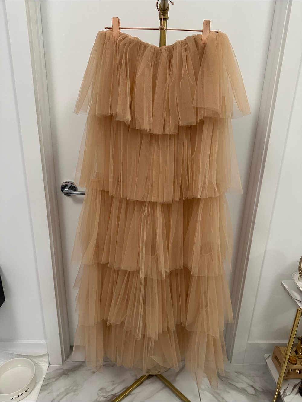 Edite Mode Blithe High Waisted Layered Ruffle Tulle Maxi Skirt Size L - Picture 2 of 7